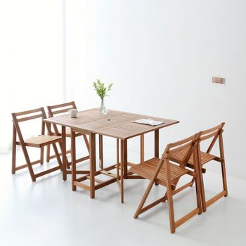 Foldable dining set (1 table + 4 chairs) FSC 100% Acacia Wood Natural Colour