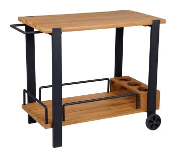 Trolley/ Serving cart, FSC100% teak wood heavy duty aluminium frame powder coating