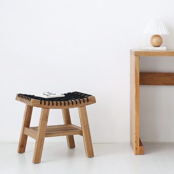Tang stool with black rope 480 FSC 100% Acacia Wood Natural Colour