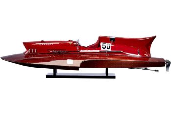 FERRARI - Wooden speed boat model - Handmade - Size 97cm Length