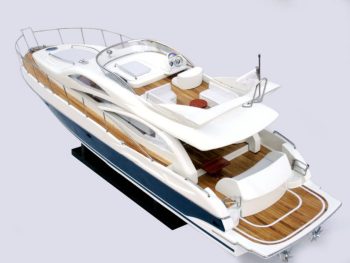 SUNSEEKER (Blue + White) - Luxury Wooden speed boat model - Handmade - Size 85cm Length