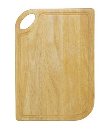 Round corner cutting board with hole, large, natural varnish